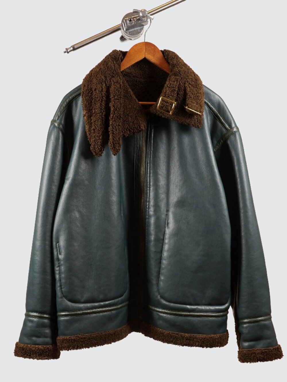 TOGA VIRILIS 2018AW Green Reversible Faux Leather Boa Jacket 44
